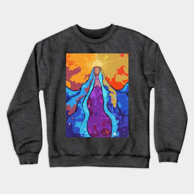 Virgin Mary Stained glass with Digital Effect Crewneck Sweatshirt by MandalaSoul